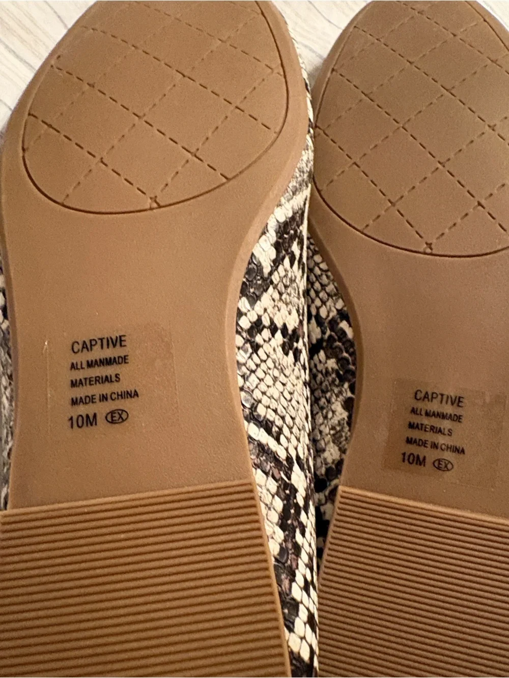 Pop Captive Faux Snakeskin Animal Print Ballet Flats Size 10 Medium NWT
